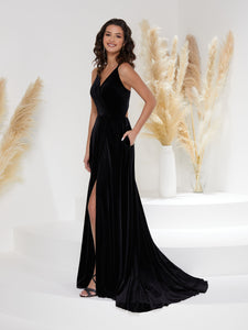 Double Spaghetti Strap A-Line Gown In Black