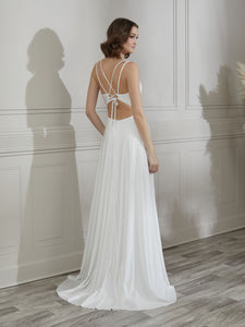 Double Spaghetti Strap A-Line Gown In Ivory