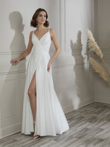 Double Spaghetti Strap A-Line Gown In Ivory