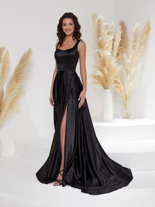 A-Line Gown With Detachable Matching Belt In Black