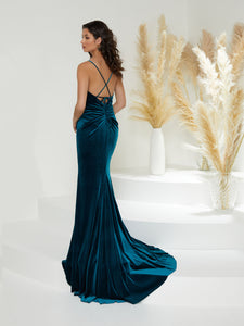 Halter Sheath Gown In Teal