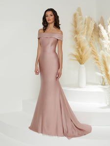 Off-The-Shoulder Sheath Gown In Blush