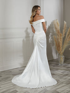 Off-The-Shoulder Sheath Gown In Ivory