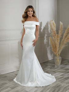 Off-The-Shoulder Sheath Gown In Ivory