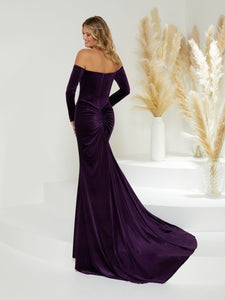 Off-The-Shoulder Sheath Gown In Amethyst