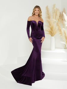 Off-The-Shoulder Sheath Gown In Amethyst