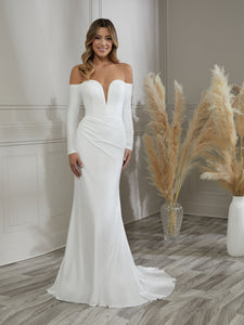 Off-The-Shoulder Sheath Gown In Ivory