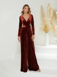 Flared-Leg Jumpsuit In Burnt Cedar