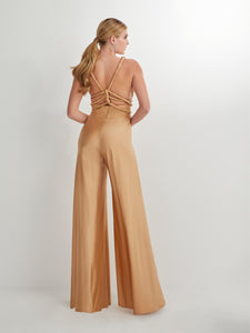 Halter Jumpsuit In Gold
