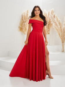 Pleated A-Line Gown In Red
