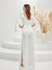 Flare-Leg Jumpsuit In Ivory